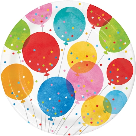 Creative Converting Birthday Confetti Balloons Paper Plates, 96PK 359284